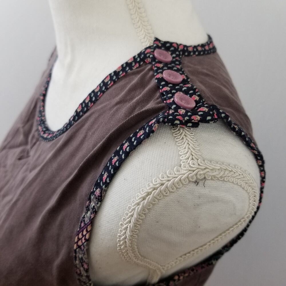 Matilda Jane Mauve Floral Trim Elastic Waist Sleeveless Mini Dress Small Boho - Picture 4 of 9